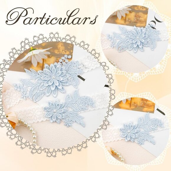 🆕Women Blue Garters Bride Wedding Garter Thigh Wedding Garter Set for Brid - Picture 4 of 6